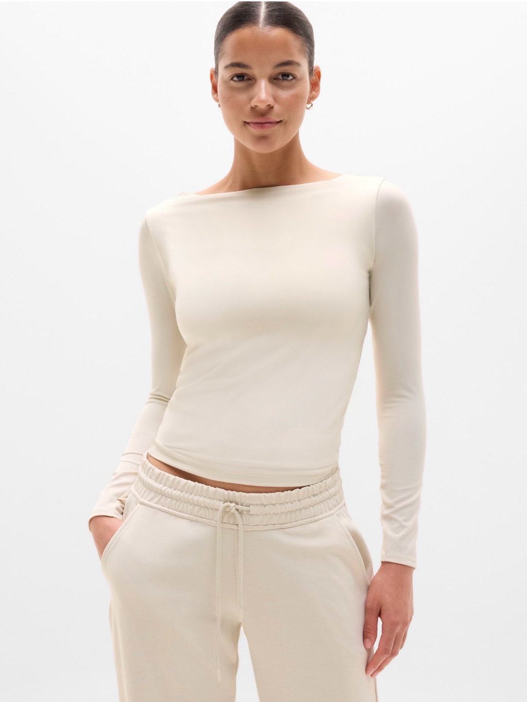 Athleta Women's Long-Sleeve Boatneck Top In Bone